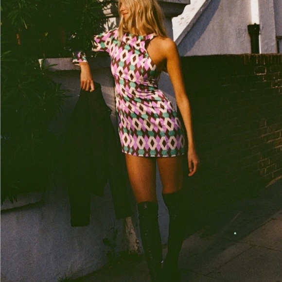 ZARA Mini Dress with Single Sleeve Size XL - Picture 3 of 6